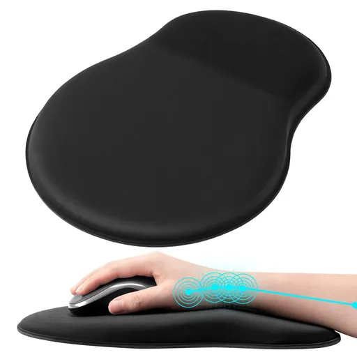 Mouse Pad Wrist Support, Ergonomic Mouse Pad with Wrist Rest, Pain Relief Mousepad with Non-Slip Rubber Base, Comfortable (Black)