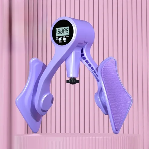 2-in-1 Purple Smart LCD Counting Kegel Trainer for Glute Lifting & Leg Toning - Adjustable Resistance & 360° Rotating Baffles for Postpartum Recovery & Pelvic Health