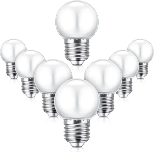 LED Night Light Bulb 1 Watt Low Wattage Bulbs 7.5 Equivalent 4511220 Lighting S11 White Lightbulb Small Globe with E26 Medium Base G45 2700k Not Dimmable for Outdoor Christmas, 8 Pieces -