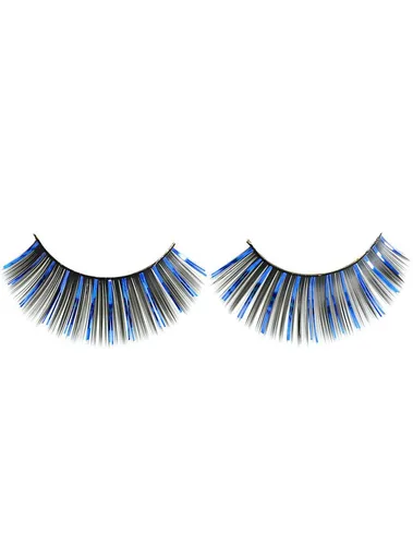 Long Black and Blue Tinsel False Eyelashes