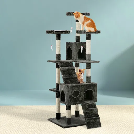 i.Pet Cat Tree 180cm Tower Scratching Post Scratcher Wood Condo House Toys Grey