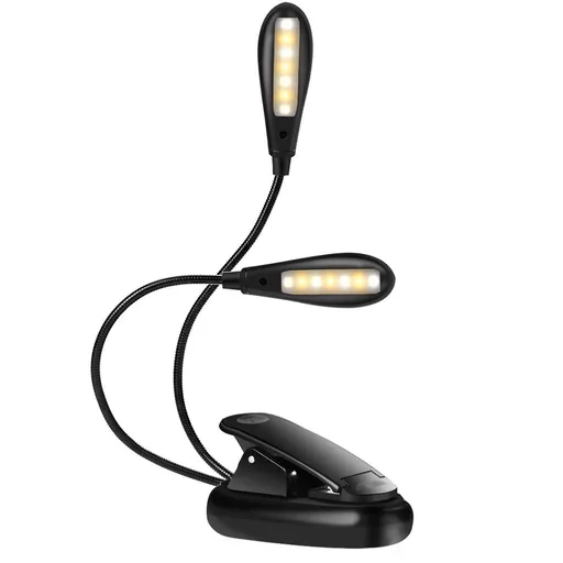 Desk lamp black 14 light 9-level (rechargeable version) Music Stand Light, Reading Lamp in Bed,Ideal for Musician, Piano Player