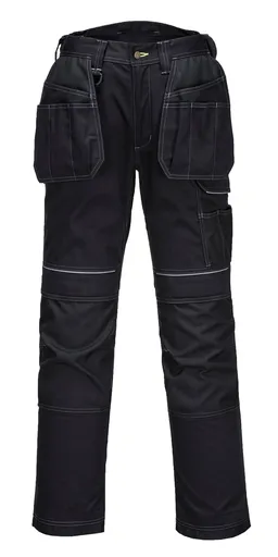 Tradies Cargo Pants Holster Work Trousers Pants w Free Kneepads Workwear Safety - Black