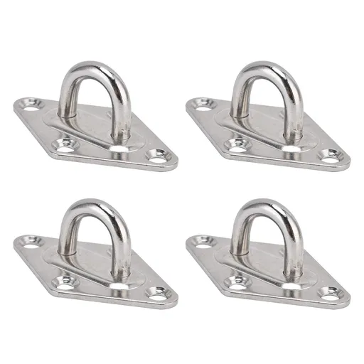 Heavy Duty Hammock Kits & Ceiling Hook Diamond Pad Eye Plates, 304 Stainless Steel & Black Zinc Galvanized Steel Corrosion（4pcs）