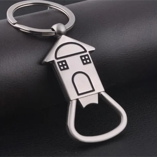 House Shape Metal Bottle Opener Keychain Creative Beer Pendant