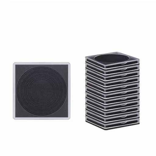 Coin capsule box set of 50 pieces, 5x5cm transparent plastic coin holder with black pad, used for collecting coins