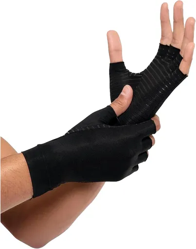 Copper Compression Arthritis Gloves with Open Fingers for Hand Support, Rheumatism, RSI and Carpal Tunnel Relief, Size S