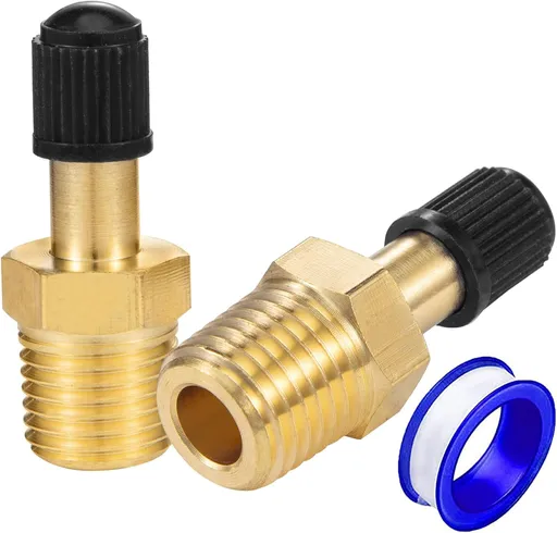 1/4" Inflation Schrader Valve with Push to Connect for 1/4" OD Air Line Tubing and Air Spring Suspension for Semi Truck Trailer Tractor