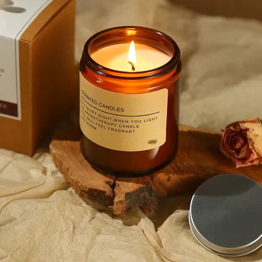 Scented Soy Wax Candle 3.54x2.87inch, Glass Jar Pear and Freesia Aromatherapy Candle, Long Lasting Fragrance Decor Gift for Living Room