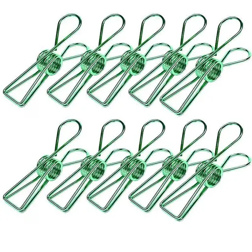 10X Spring Paperclips Metal Wire Hollow Out Clips 55mm Mini Binder Paper Clip - Green