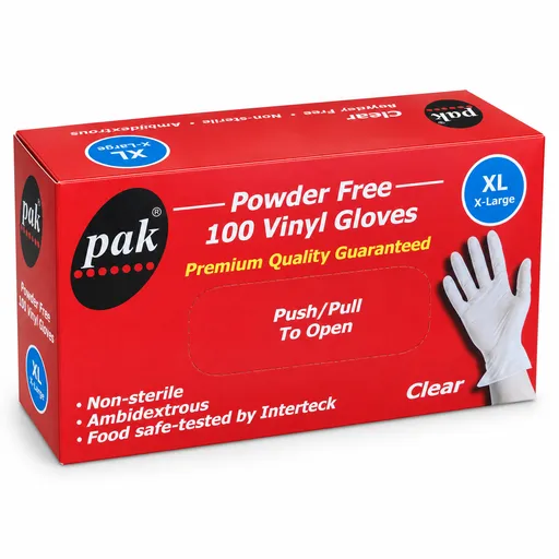 1000x Clear Disposable Vinyl Gloves Powder Free Latex Free Bulk - 1 Box