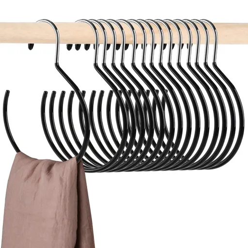 15 Pack Scarf Ring Hangers, Non-Snag Belt Hanger for Closet, Non-Slip Closet Organizer Accessory Holders for Ties Scarves, Black
