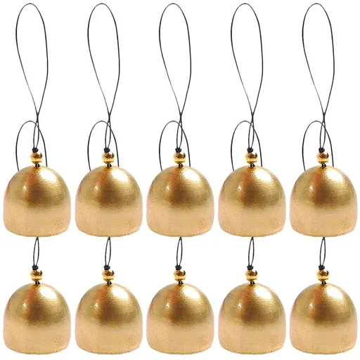 10Pcs Metal Bell Charms for Decoration with Rope for DIY Craft Projects