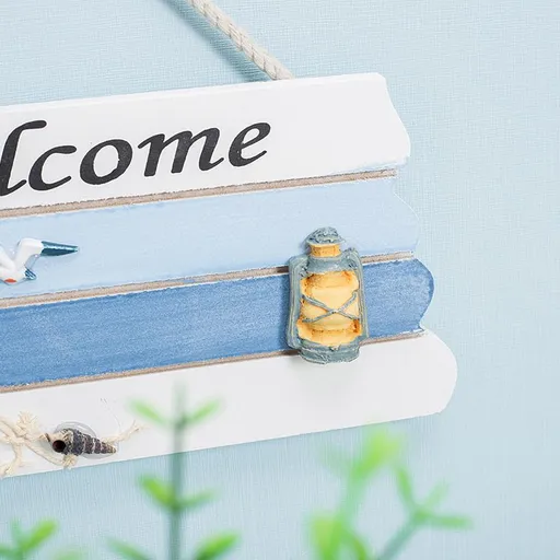 Wooden Welcome Sign Hanging Wall Welcome Sign Board for Beach Boat Ocean Seaside Theme Plaque Ornaments Home Door