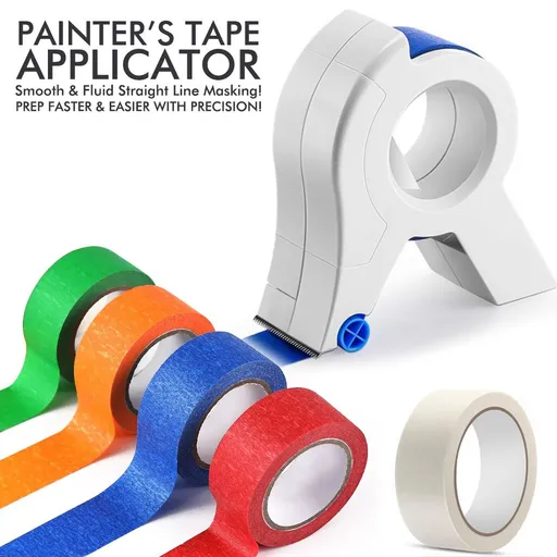 Colorful Masking Paper Tape Set with Dedicated Dispenser for Wall Painting, Edge Trimming, Labeling, Craft Positioning, and Multi-Surface Protection (Grout Tool + 5 Rolls of Tape (Orange))