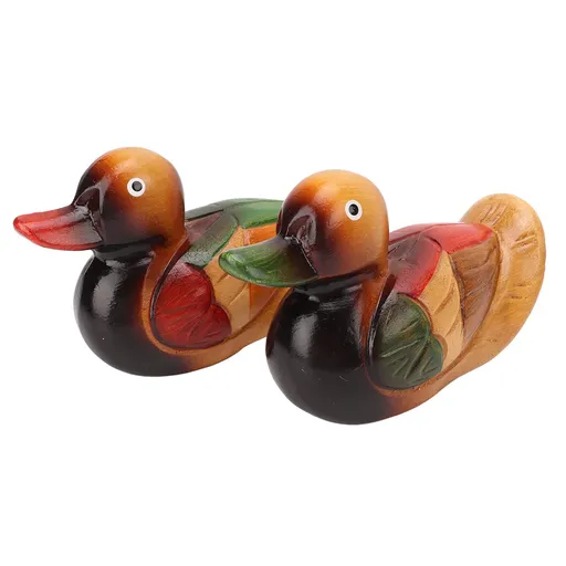 2 Pcs Duck Ornament, Hand Painted Wooden Mandarin Duck Statues Hand Carved Figures Wedding Gifts Accents Duck Figurine