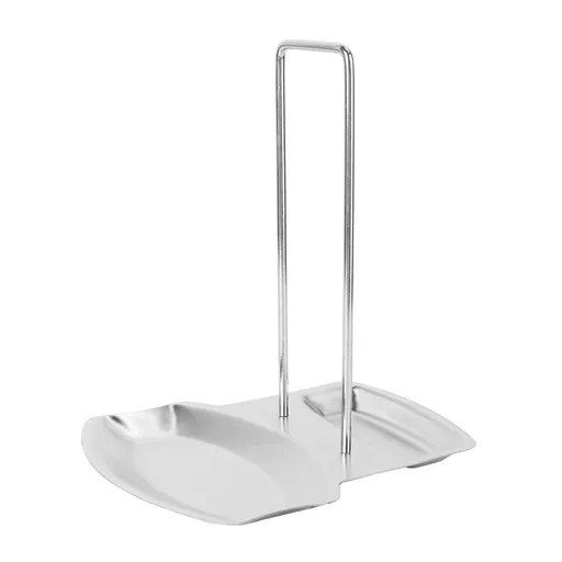 304 Stainless Steel Kitchen Tool Holder Pot Lid Rack with Spoon Rest, Plated Cover Organizer