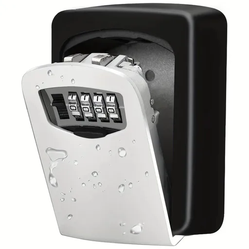Household Wall-Mounted Key Box, Waterproof Secure Key Lockbox with Combination Lock, Large-Capacity Outdoor Key Safe for Storing Spare House Keys.grey