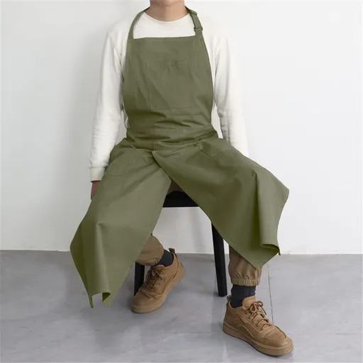 Pottery Apron Split Leg Long Artist Painting Aprons with 3 Pockets for Ceramics Clay Women Men（green）