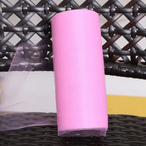 Pink Wedding Tulle Fabric Roll Easy to Cut for Table Decor and Chair Ties