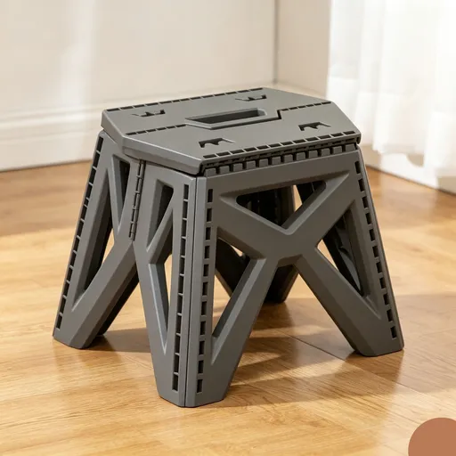 Folding Plastic Stool Lightweight Portable Handheld 28x32x24cm Dark Grey