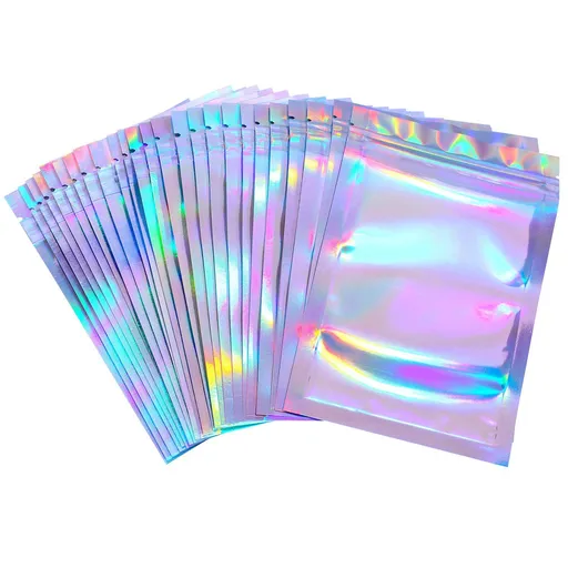 100 Pieces Resealable Foil Pouch Bag Foil Pouch Bags Holographic Packaging Bags Foil Storage Bag for Food Storage ( 3 x 4 Inches)