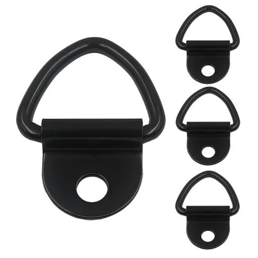 4 Pack Cargo Tie-Down Anchors Black Hook Bolt Anchor Point Lashing V-Ring Surface Mounting on Trailer Tie Downs Anchors for Truck