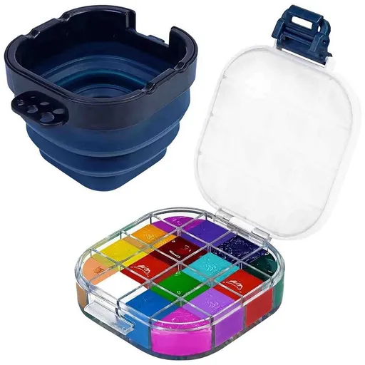 Airtight Paint Saver Storage Palette Box, 16-Well Palette Box with Lid, Include Pa Silicone, plastic, acrylic1560