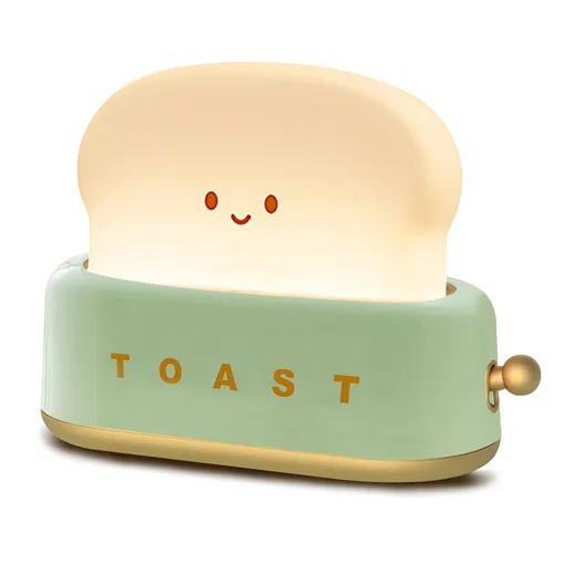 Desk Decor Toaster Lamp, Rechargeable Small Lamp with Smile Face Toast Bread Cute Toaster Shape Room Decor Night Light for Bedroom