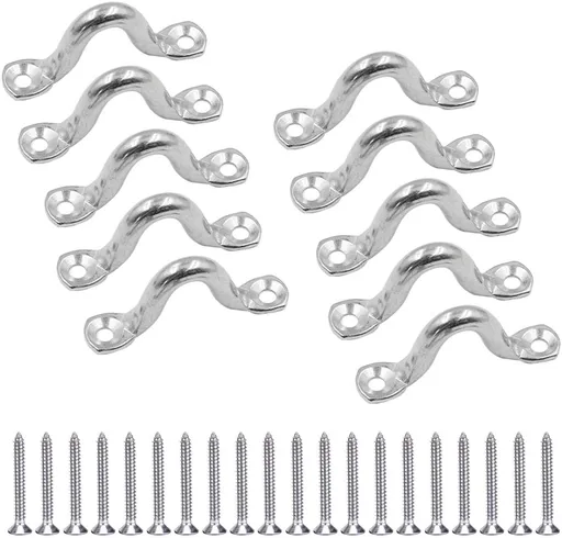 10Pcs M8 316 Stainless Steel Bimini Boat Top PAD Eye, Eye Straps, Tie Down, Kayak Deck Loops, Tie Down Anchor Point, Footman's Loop for Kayak Canoe Rigging