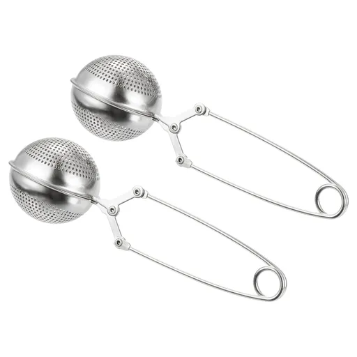 2 Pcs Snap Tea Ball Infuser with Handle, Loose Tea Steeper, Stainless Steel Tea Strainer for Brew Loose Leaf Tea, Silver
