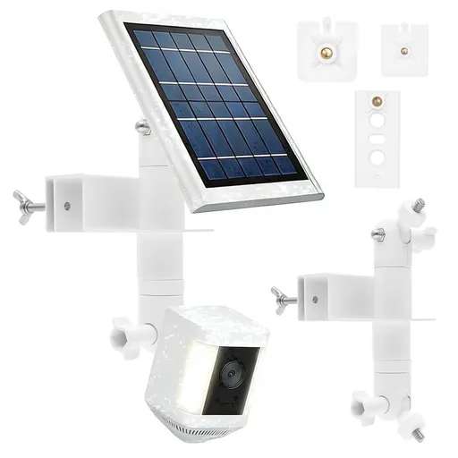 2 in 1 Gutter Mount Bracket for Solar Panel and Outdoor Security Camera No Drill Stainless Steel Eaves Clamp White