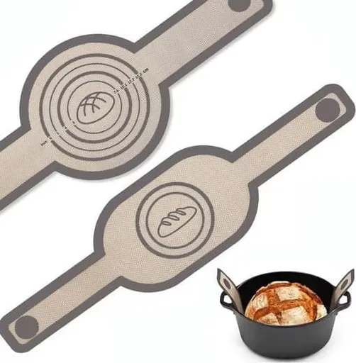 2-Pack Nonstick Silicone Baking Mat with Long Handles, Gray