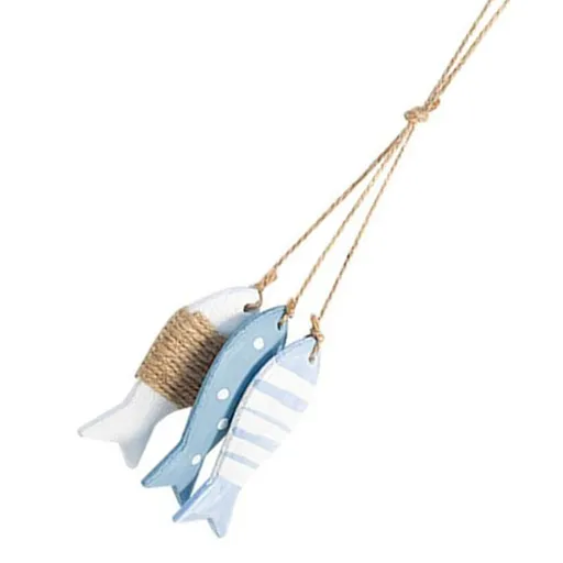 Nautical Wooden Fish Wall Hanging Ornaments Wood Fish Decoration Ocean Fish String Cutout Pendant Wooden Wall Ornaments