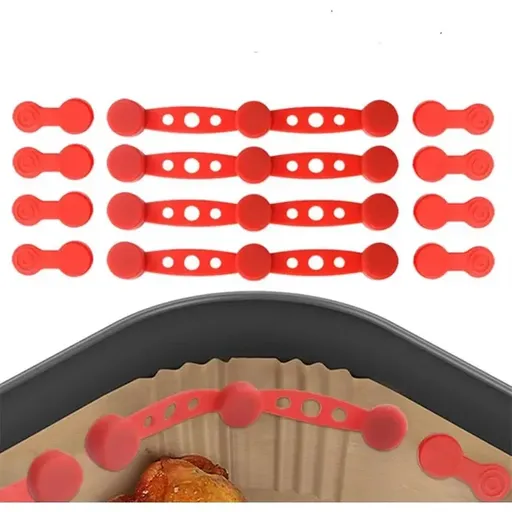 3 Piece Red Silicone Baking Paper Clip Set for Kitchen