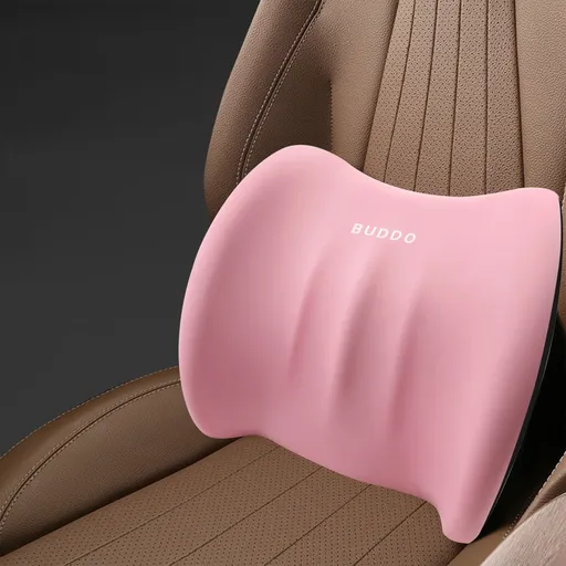 Lumbar Cushion Memory Foam Lumbar Support Pillow for Car - Mid/Lower Back Support Cushion - for Car Seat, Office Chair, Car Lumbar Support Cute Car Pandas Lumbar Pillow Car Interior Supplies B-Pink