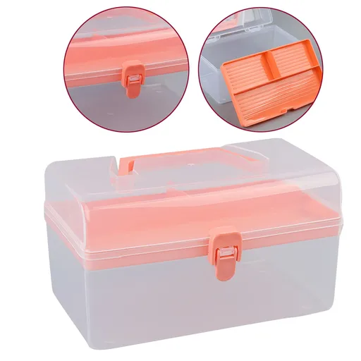 Plastic Storage Case with Locking Lid and Handle, Portable Empty Organizer Box for Home, Travel and Emergency Supplies, Grey, 21.7 x 12.3 x 12.7 cm