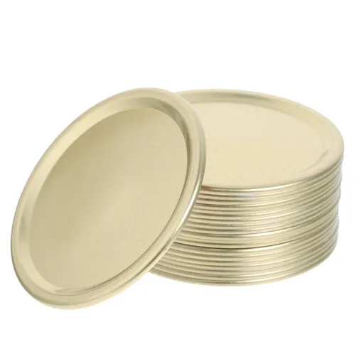 20Pcs Metal Canning Jar Lids in Golden Color for Enhanced Airtight Storage and Versatile Use