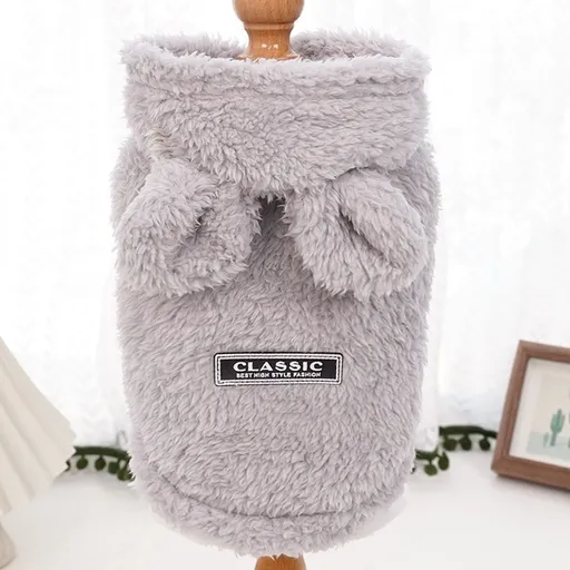 Cat Hoodie Rabbit Ear Fleece Blue Gray Bunny Ear Fleece Hoodie L (Chest 40cm, Back Length 29cm)