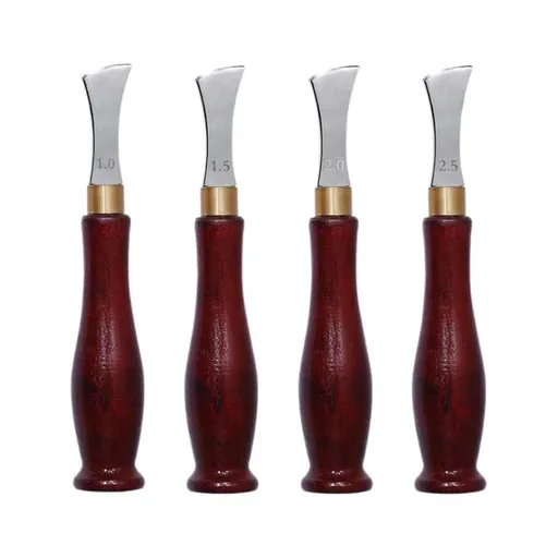 4 PCS Leather Edge Creaser,1.0/1.5/2.0/2.5mm Professional Leather Tool,Edge Creaser Stainless Steel Red Wood Handle Tool for Beginners DIY Leather Craft