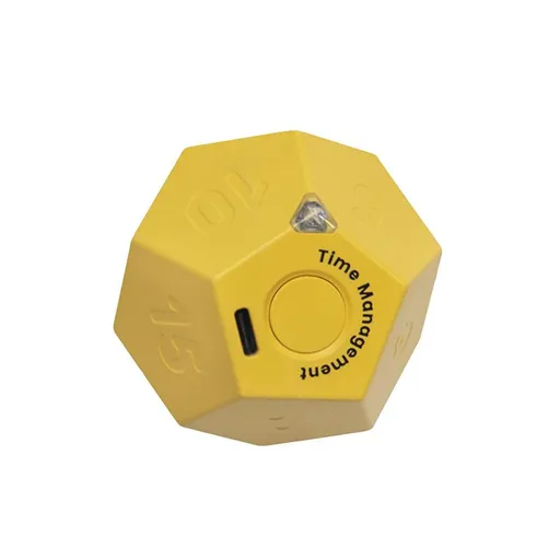 Cube Timer, Digital Study Timer with LED Light, Mini Rechargeable Time Management Cube, 2 Alarm Mode- (Yellow)