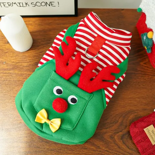 Pet Dog Clothes Christmas Reindeer 4 Leg Vest Polyester 500 Vest Suspenders Reindeer XS (Chest 30, Back Length 20cm, 1-3 jin)