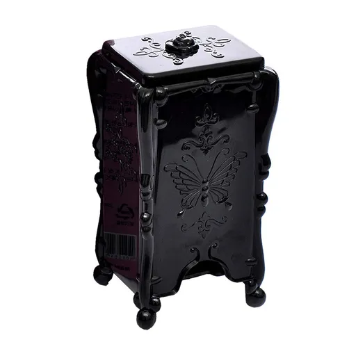 Acrylic Cotton Pads Holder Dispenser Butterfly Pattern Makeup Cotton Pads Case Box Organizer with Lid Container for Storage Black