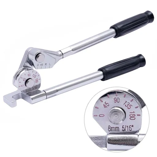 Manual Tube Bender Tool with Dual Long Handles and Angle Scale for Copper Aluminum Thin Steel and Stainless Steel Pipe Bending in HVAC Plumbing and DIY Projects (8mm 5/16" Tube Bender (Metric & Imperial))