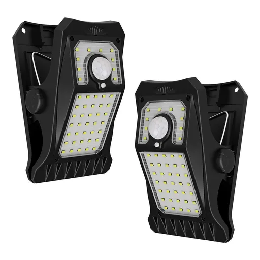 2pc Clip on Solar Lights Outdoor Waterproof Motion Sensor Lights Solar Security Lights for Chain Link Fence Camping Gate