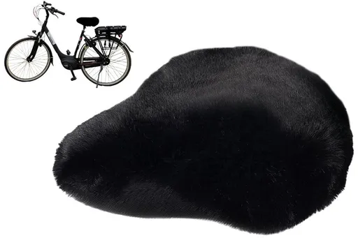 Saddle Pad, Saddle Protection, Bicycle Saddle Cover, Sheepskin Look, Extra Coverage, Warm and Dry Buttocks, Always a Dry Saddle, Black