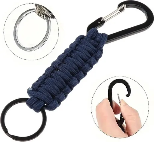 Paracord Survival Keychain with Carabiner | Emergency Kit | Extra Strong | Blue