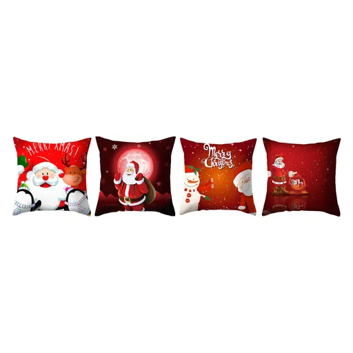 4pcs Christmas Pillow Covers Cushion Covers Decoration Holiday Decor Throw Pillow Case for Sofa Couch Office Bedroom Living Room 17.72x17.72in