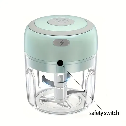 USB Rechargeable Garlic Mincer - Wireless Electric Mini Food Chopper with One-Touch Stainless Steel Blades(GREEN)