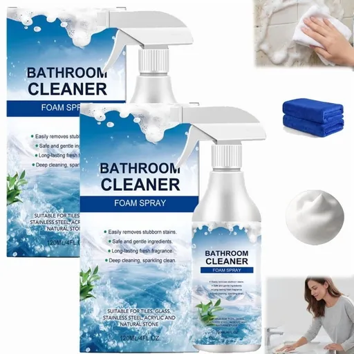 Deep Cleaning Bathroom Foam Spray, Descaling Solution with Fast Action Foam for Tiles, Glass, Stainless, Steel, Acrylicand